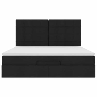 Ottoman bed met matras en LED's 160x200cm stof zwart