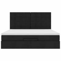 Ottoman bed met matras en LED's 180x200cm stof zwart - thumbnail