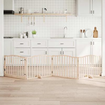 Hondenhek inklapbaar met deur 4 panelen 320 cm populierenhout