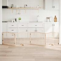 Hondenhek inklapbaar met deur 4 panelen 320 cm populierenhout - thumbnail