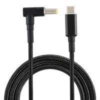 Coude mâle PD 100W 5,5 x 1,7 mm vers câble de charge d'alimentation en nylon mâle USB-C/Type-C, longueur du câble: 1,7 m - thumbnail