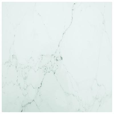 Tafelblad marmerontwerp 6 mm 70x70 cm gehard glas wit