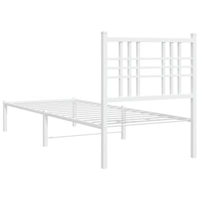 Bedframe met hoofdbord metaal wit 80x200 cm