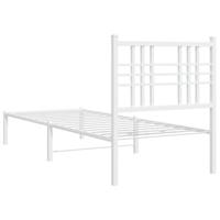 Bedframe met hoofdbord metaal wit 80x200 cm - thumbnail