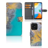 Xiaomi Redmi 10C | Bookcase | Marble Blue Gold - thumbnail