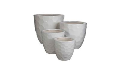 Mica Decorations diamond ronde bloempot wit set van 4 grootste - 27x30