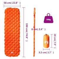 Kampeermatras opblaasbaar 190x58x6 cm oranje - thumbnail