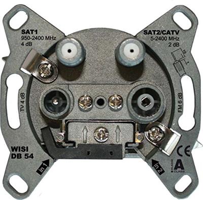 Wisi DB54 Twin-Sat, 4 Antenne TWIN-eindstekker voor antenne - Antennecontactdoos