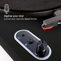 Jam Audio Spun Out Bluetooth Platinum - Vinylspeler met 33 rpm, 45 rpm en 78 rpm - Drive met 3 bandjes voor superieur geluid - Uitgang - Converteert vinyl naar MP3 - Inclusief hoesje, zwart - thumbnail