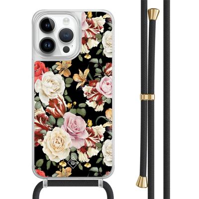 iPhone 13 Pro Max hoesje met zwart koord - Flowerpower iPhone 13 Pro Max hoesje met zwart koord - Flowerpower