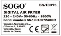 SOGO Human Technology Advanced 1800 Airfryer 8 l 1800 W Zwart, RVS - thumbnail
