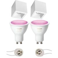 Pragmi Cliron Pro - Opbouw Vierkant - Mat Wit - Verdiept - 90mm - Philips Hue - Opbouwspot Set GU10 - White and Color Ambiance - Bluetooth - thumbnail
