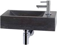 Saqu Nature fonteinset met chromen kraan rechts natuursteen - thumbnail