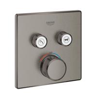 Grohe Inbouwkraan Grohtherm Smart Control Thermostaatkraan met 3-weg Omstelling Vierkant 3 Knop Hard Graphite Geborsteld - thumbnail