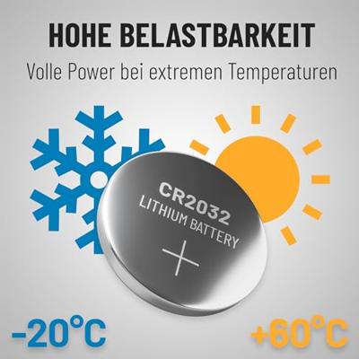 ABSINA Knoopcellen CR2032 3V 5 stuks - Batterijen CR2032 lekvrij en met lange houdbaarheid - CR 2032, CR 2032 lithium batterijen, CR 2032 3V knoopcellen - knoopcel voor autosluitingen enz