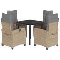 5-delige Tuinset met kussens poly rattan gemengd beige - thumbnail