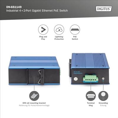 Digitus DN-651149 Industrial Ethernet Switch 4 x 2 poorten 1 GBit/s
