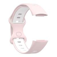 FitBit Charge 5 & 6 Sportbandje met dubbele lus - Roze / wit - Tweekleurig - Maat: L - thumbnail
