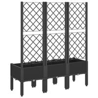 VidaXL Plantenbak met latwerk 120x40x142 cm polypropeen zwart - thumbnail