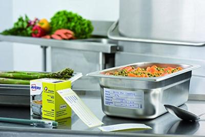 Avery etiketten voedselcodering, ft 98 x 40 mm, 1 rol met 300 afscheurbare etiketten in dispenser, Frans