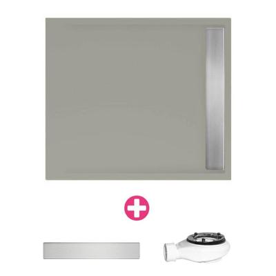 Douchevloer Xenz Easy Tray | 100x100 cm | Incl.Gootcover en Afvoersifon | Acryl | Vierkant | Cement mat