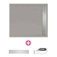 Douchevloer Xenz Easy Tray | 100x100 cm | Incl.Gootcover en Afvoersifon | Acryl | Vierkant | Cement mat - thumbnail