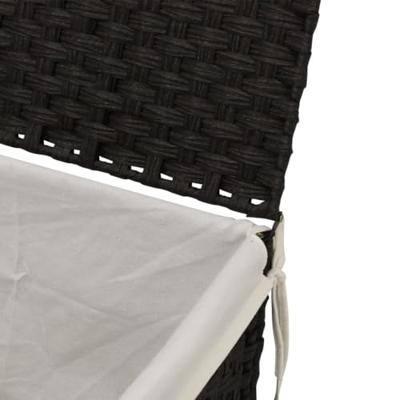 VidaXL Wasmand met deksel 55,5x35x34 cm poly rattan zwart
