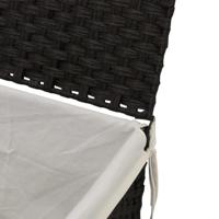 VidaXL Wasmand met deksel 55,5x35x34 cm poly rattan zwart - thumbnail