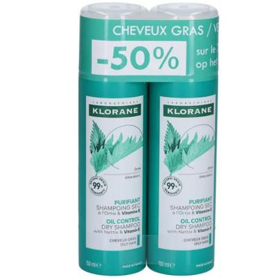 Klorane Ortie/Brandnetel Droogshampoo 2x150ml