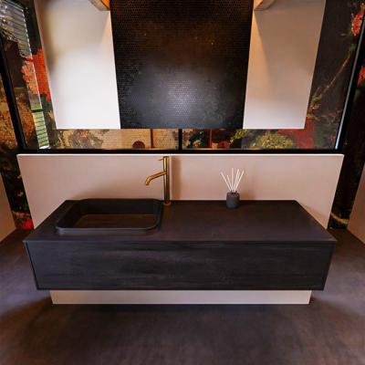 Badkamermeubelset Mondiaz Erin 150 cm met 1 Lade met RIDGE Wastafel Links Urban met 1 kraangat Greeploos Mat Antracite Badkamermeubelset Mondiaz Erin 150 cm met 1 Lade met RIDGE Wastafel Links Urban met 1 kraangat Greeploos Mat Antracite