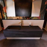 Badkamermeubelset Mondiaz Erin 150 cm met 1 Lade met RIDGE Wastafel Links Urban met 1 kraangat Greeploos Mat Antracite - thumbnail