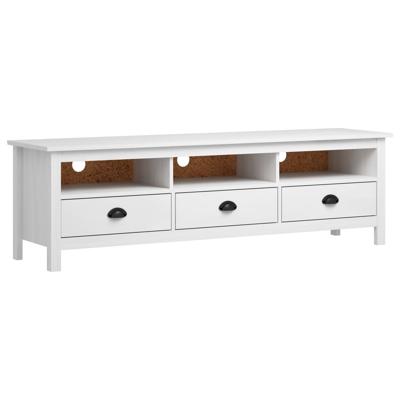 Tv-meubel Hill 158x40x47 cm massief grenenhout wit