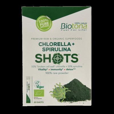 Chlorella spirulina shots 2.2 gram bio 20 Stuks