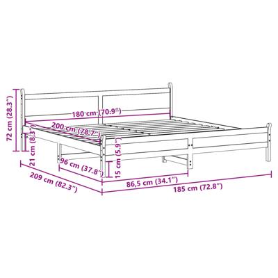 Bedframe zonder matras massief grenenhout 180x200 cm