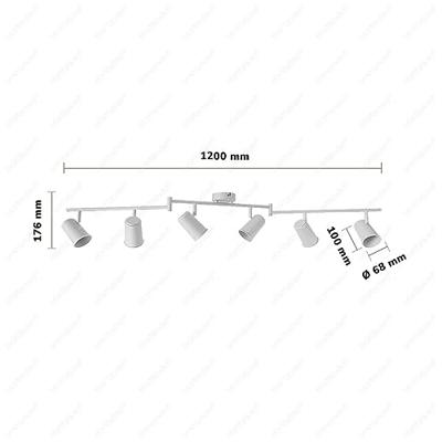Riga - LED plafondlamp - 30 Watt 2345 lumen - 6 spots - 2700K Warm wit - Draaibaar en dimbaar - GU10 - Kantelbaar - Plafondspot - IP20 Voor binnen - Wit Riga - LED plafondlamp - 30 Watt 2345 lumen - 6 spots - 2700K Warm wit - Draaibaar en dimbaar - GU10 - Kantelbaar - Plafondspot - IP20 Voor binnen - Wit