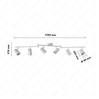 Riga - LED plafondlamp - 30 Watt 2345 lumen - 6 spots - 2700K Warm wit - Draaibaar en dimbaar - GU10 - Kantelbaar - Plafondspot - IP20 Voor binnen - Wit - thumbnail