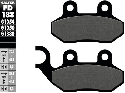 GALFER bremsbelag "fd188" brake pad fd188 g1054 organic standard GALFER bremsbelag "fd188" brake pad fd188 g1054 organic standard