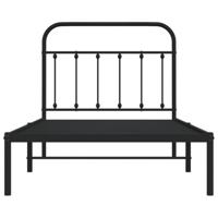 Bedframe met hoofdbord metaal zwart 100x190 cm - thumbnail