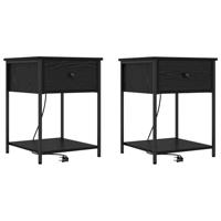 Bedside kasten 2 pcs Zwart eiken 42 x 41 x 56 cm Bewerkt hout - thumbnail