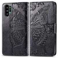Butterfly Love bloemen reliëf horizontale Flip lederen case voor Galaxy Note10 Pro met houder & kaartsleuven & portemonnee & Lanyard (zwart) - thumbnail