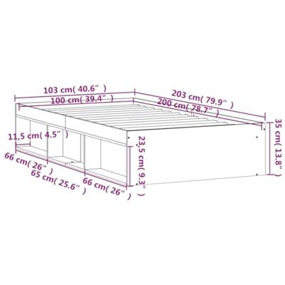 Bedframe gerookt eikenkleurig 100x200 cm