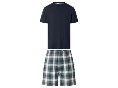 esmara Men Korte heren pyjama (Donkerblauw geruit, M)
