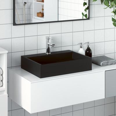VidaXL Wastafel 50x38x11 cm gegoten mineraal/marmer matzwart VidaXL Wastafel 50x38x11 cm gegoten mineraal/marmer matzwart