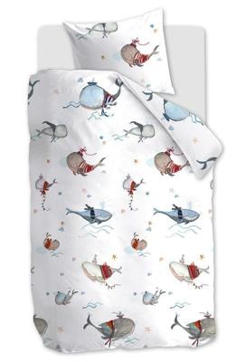 Beddinghouse Beddinghouse x Hanneke de Jager Dekbedovertrek Whaletastic - Blauw 100x135 cm