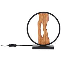 Brilliant TafellampChaumont rond zwart met hout - G94705/76 - thumbnail