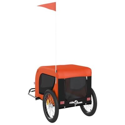 Hondenfietstrailer oxford stof en ijzer oranje en zwart - thumbnail