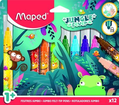 Maped viltstift Jungle Fever Jumbo, etui van 12 stuks, assorti Maped viltstift Jungle Fever Jumbo, etui van 12 stuks, assorti