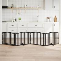 Hondenhek inklapbaar 4 panelen 320 cm populierenhout zwart - thumbnail