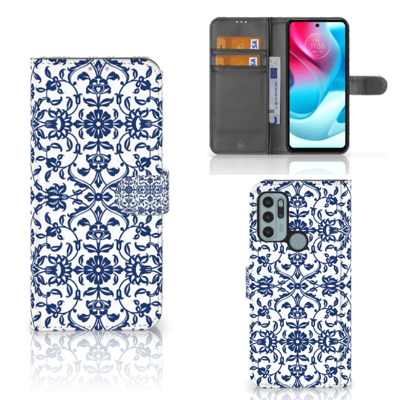 Motorola Moto G60s Hoesje Flower Blue Motorola Moto G60s Hoesje Flower Blue