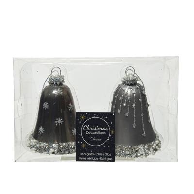 Klok glas d6,50h8 cm warm grijs a2 2st Decoris - Decoris